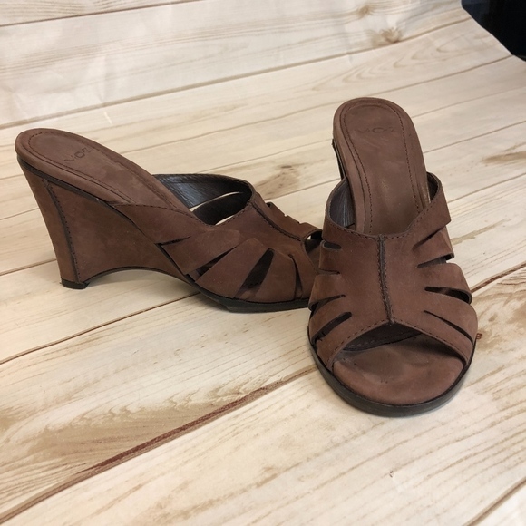 Vox Tajima Open Toe Wedge Leather 5 1/2 Medium - Picture 1 of 5